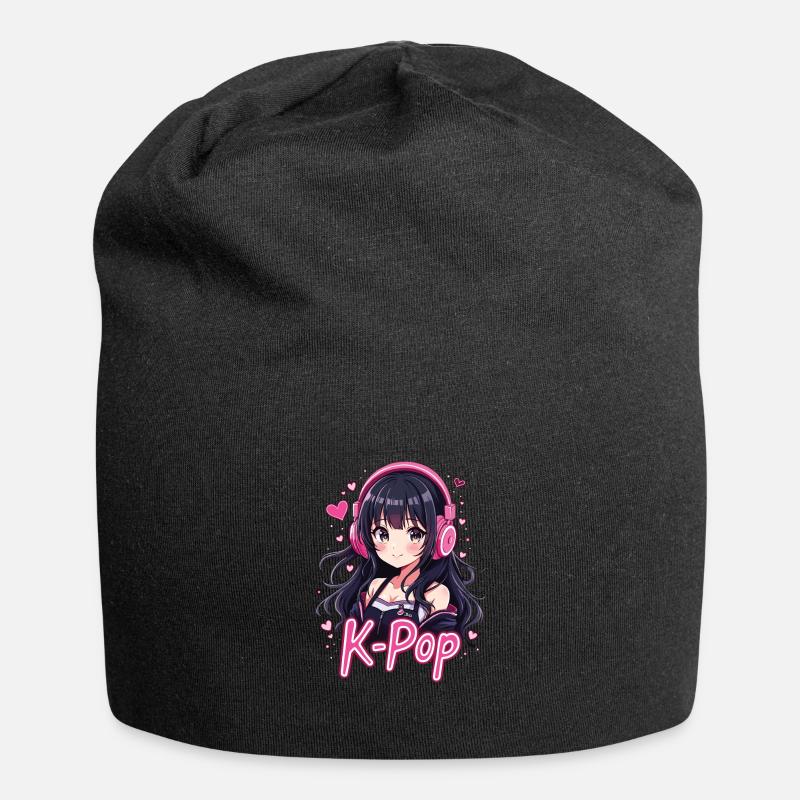 K-Pop - Jersey-Beanie - Schwarz