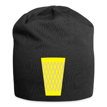 Apfelwein Glas _Geripptes - Jersey-Beanie - Schwarz - Vorne