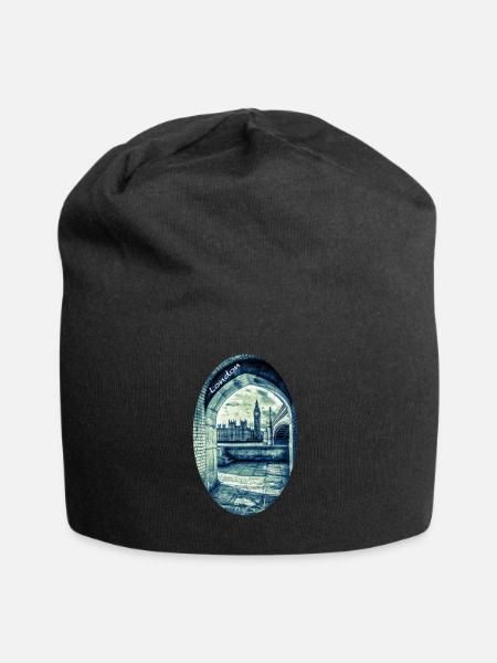 London der Palast von Westminster und Big Ben - Jersey-Beanie - Schwarz