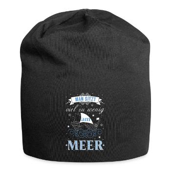 Man sitzt viel zu wenig am Meer - Jersey-Beanie - Schwarz - Vorne
