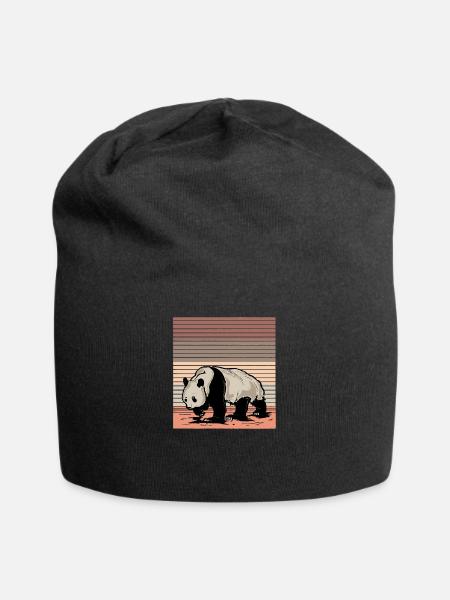 Pandabär - Jersey-Beanie - Schwarz