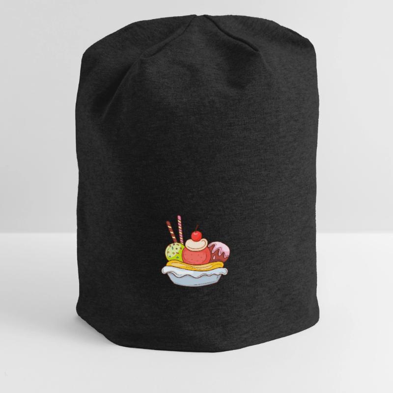 Eis Speiseeis Eiskrem Eiscreme Kugeleis Eisbecher Jersey-Beanie