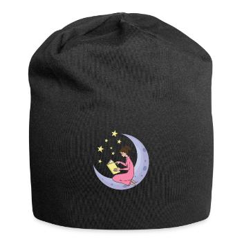 la lune étoiles filles femme apprendre le livre - Bonnet en jersey - noir - Devant