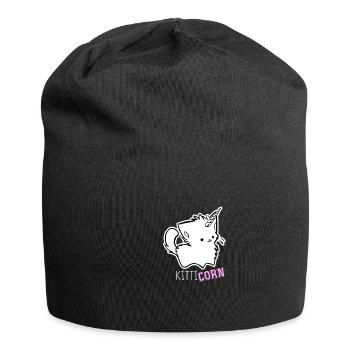 Cat kitten hangover gift idea animal - Jersey Beanie - black - Front