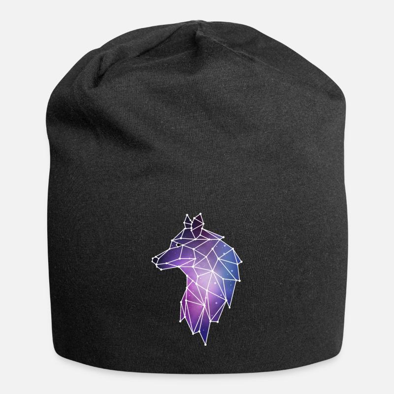 Geometrischer Wolf | Low Poly Galaxie Wolfsrudel - Jersey-Beanie - Schwarz