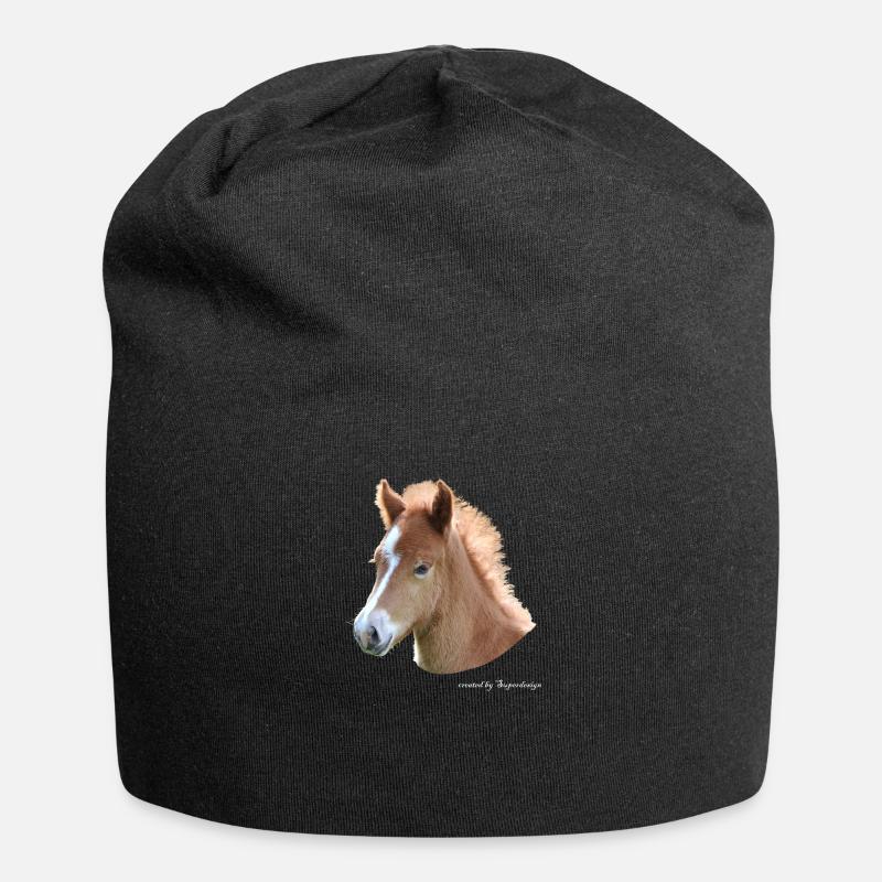 Pferd - Jersey-Beanie - Schwarz