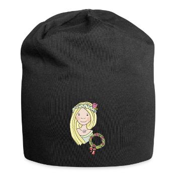 Moyen Age, fille de fleur, blond, rose - Bonnet en jersey - noir - Devant
