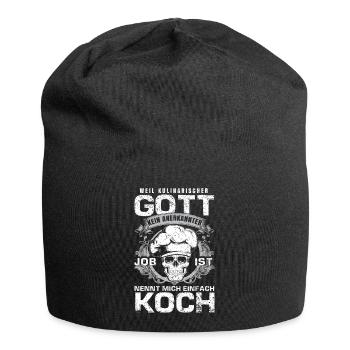 Koch - Kulinarischer Gott - Jersey-Beanie - Schwarz - Vorne