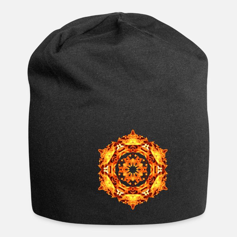 Mandala Feuer - Jersey-Beanie - Schwarz