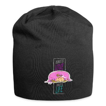 Donut Liebe Leben Love Live Doughnut Glück - Jersey-Beanie - Schwarz - Vorne