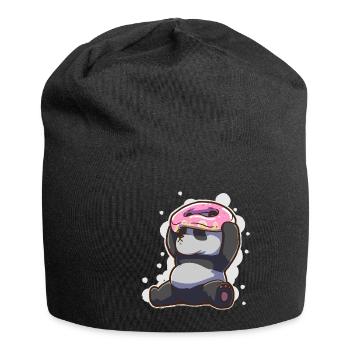 Donut Donut Tête de Panda Bear mettant sur drôle - Bonnet en jersey - noir - Devant