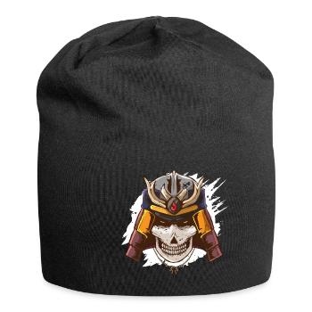 Samurai helmet armor skeleton helmet warrior fallen - Jersey Beanie - black - Front