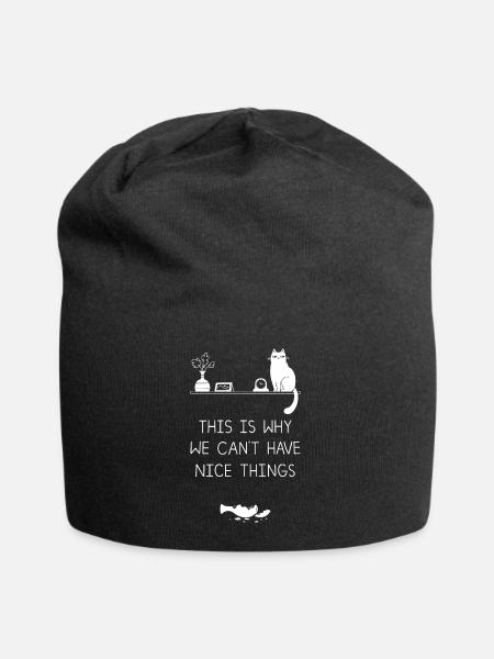 Katzen - Jersey-Beanie - Schwarz