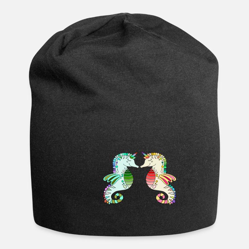 seepferdchen liebe - seepferd meerestier - Jersey-Beanie - Schwarz