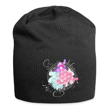 Flower of life is white in the here and now - Jersey Beanie - black - Front