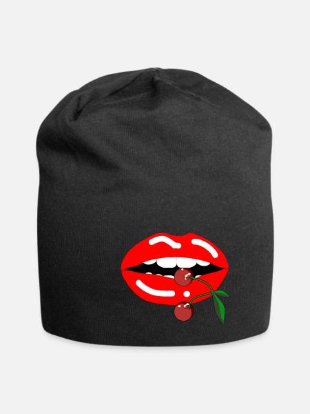 Mund Kirsche - Jersey-Beanie - Schwarz