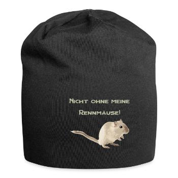 Nicht ohne meine Rennmäuse, Spruch, Geschenkidee - Jersey-Beanie - Schwarz - Vorne
