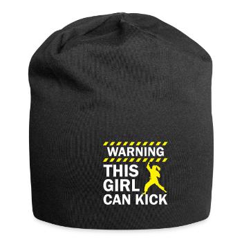 Warning this girl can Kick - Jersey-Beanie - Schwarz - Vorne