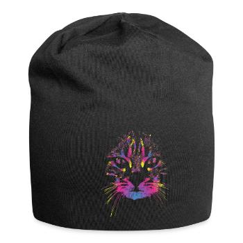 Katze Bunt - Jersey-Beanie - Schwarz - Vorne