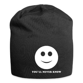 SMILE GRUSELY EVIL FUNNY FUNNY HUMOR IRONY (W) - Jersey Beanie - black - Front