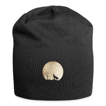 Loup hurlant avec la lune - Bonnet en jersey - noir - Devant