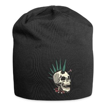 Crâne crâne squelette punk - Bonnet en jersey - noir - Devant