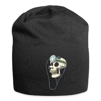 Crâne crâne squelette docteur docteur lampe frontale - Bonnet en jersey - noir - Devant