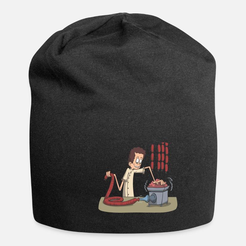 Metzger Messer Fleisch Wurst - Jersey-Beanie - Schwarz