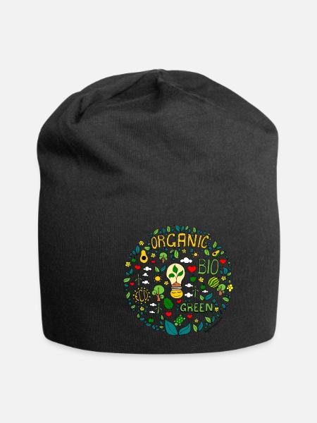 green planet sketch in colorful - Jersey Beanie - black