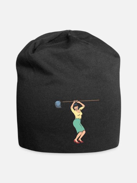 Putzfrau mit Reinigungmittel Vintage - Jersey-Beanie - Schwarz