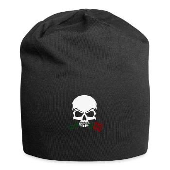 Rose und Schädel - Jersey-Beanie - Schwarz - Vorne