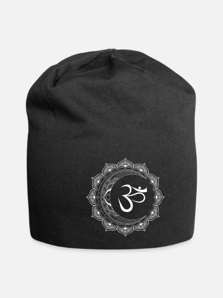 Om, Mond Mandala - Jersey-Beanie - Schwarz