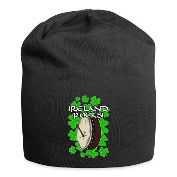 Irland Rocks Bodhran Irish St Patrick es Day - Jersey-Beanie - Schwarz - Vorne