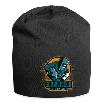 Schweißer schweissen Geschenk Schlosserei Stahlbau - Jersey-Beanie - Schwarz - Vorne