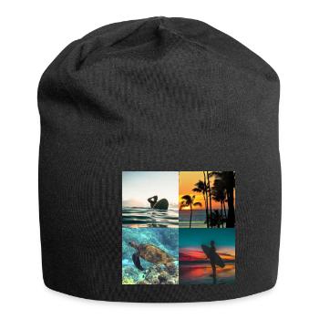 Hawaii Surfing SurferWater Summer Beach Gift - Jersey Beanie - black - Front