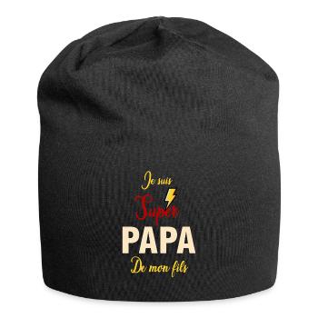 Je suis super papa de mon fils - Bonnet en jersey - noir - Devant