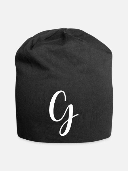 Kalligraphie, Initiale G - Jersey-Beanie - Schwarz