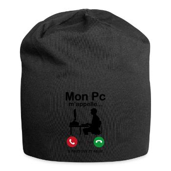 Mon Pc M'appelle Il faut que j'y ailler - Bonnet en jersey - noir - Devant