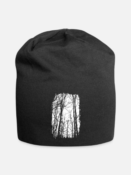 Wald - schwarz/weiss - Natur - Nachhaltige Kunst - Jersey-Beanie - Schwarz