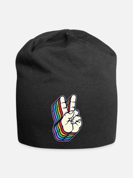 Weltfrieden Friedenszeichen Freiheit Menschheit - Jersey-Beanie - Schwarz