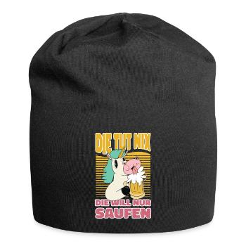 Einhorn Bier Saufen Alkohol Trinken - Witziges - Jersey-Beanie - Schwarz - Vorne