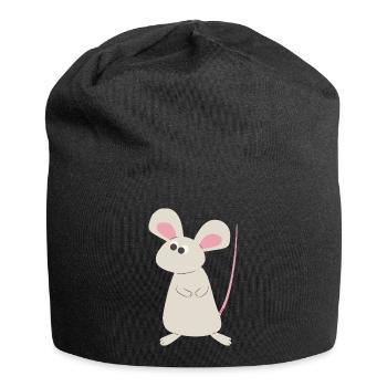 Cleveres Mäuschen - Jersey-Beanie - Schwarz - Vorne