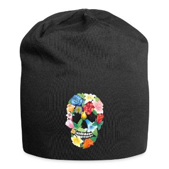 Mexican Skull Floral - Jersey Beanie - black - Front
