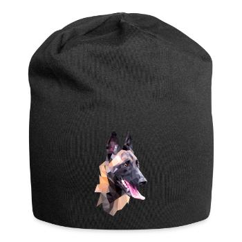 Porträt Hund Malinois - Jersey-Beanie - Schwarz - Vorne