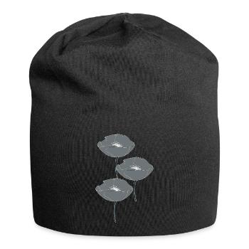 poppies grey - Jersey Beanie - black - Front