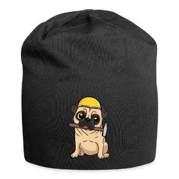Construction site Civil engineering Pug Craftsmen build hammer job - Jersey Beanie - black - Front