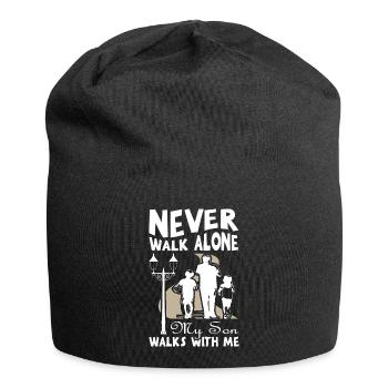Never walk alone my son walk with me - Jersey-Beanie - Schwarz - Vorne