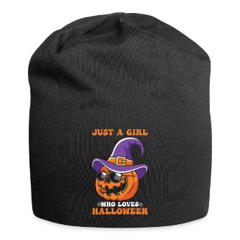 Just a Girl who loves Halloween - Jersey-Beanie - Schwarz - Vorne