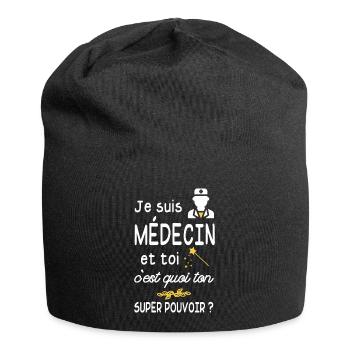 je suis médecin - Bonnet en jersey - noir - Devant