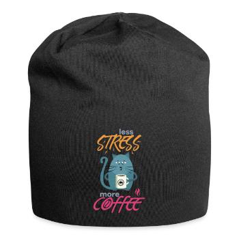 Less Stress More Coffee - Chats Drôles et Café - Bonnet en jersey - noir - Devant